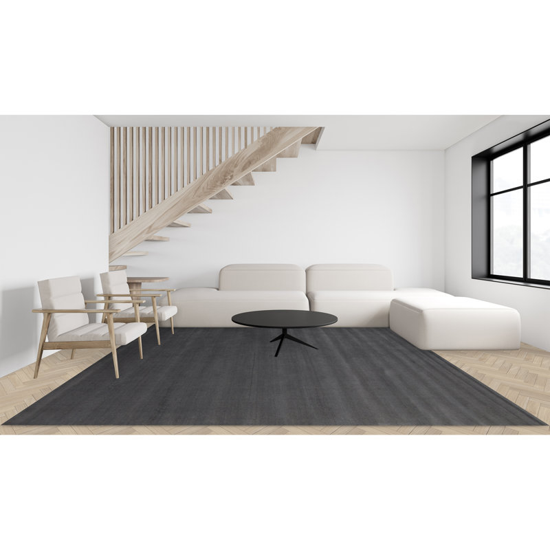 Wool Area Rug in Charcoal/Gray, Rectangle 8' x 10'