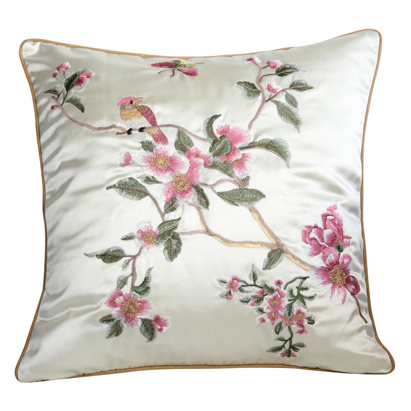 Housse de coussin brodé, Blanc / Blanc