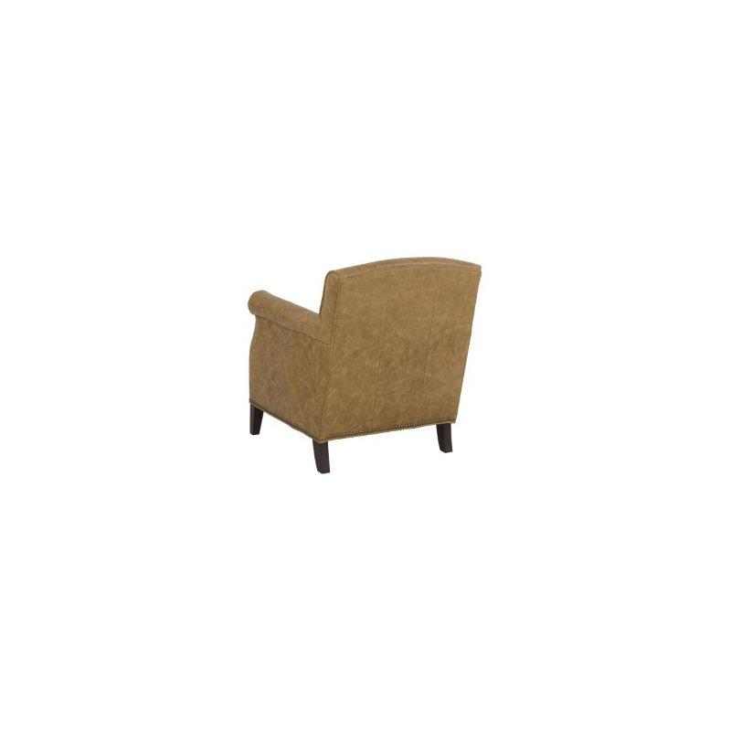 Dresden 29" W Top Grain Leather Club Chair, Black Nickel, 1181 Pearl Genuine Leather, Walnut