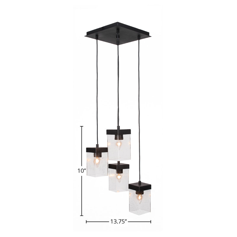Nouvelle 4 Light Cord Hung Cluster Pendalier, Espresso, Clear