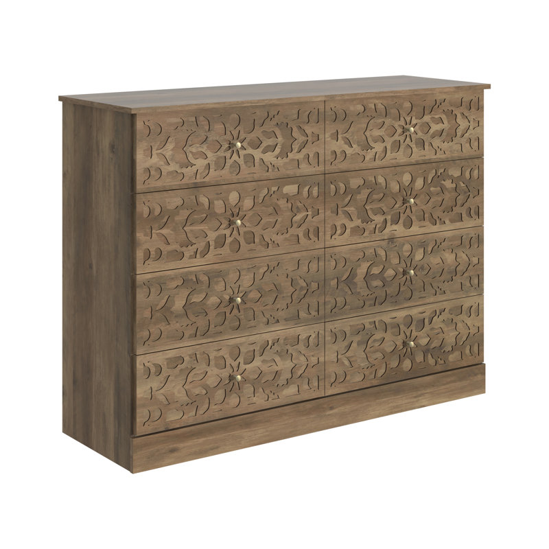 Lukasik 47" 8 Decorative Cut Out Drawer Dresser