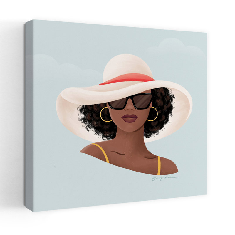 Fille de plage contemporaine I avec art bleu-noir, H 24 po x l 24 po