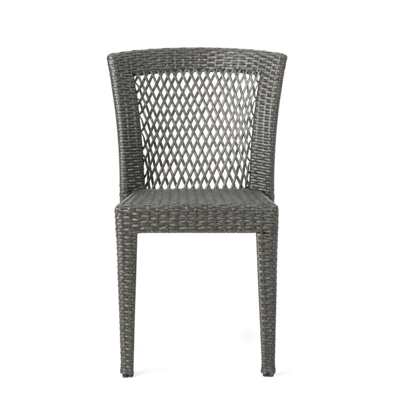 Chaises de salle à manger d'extérieur empilables en osier Causey, Gris