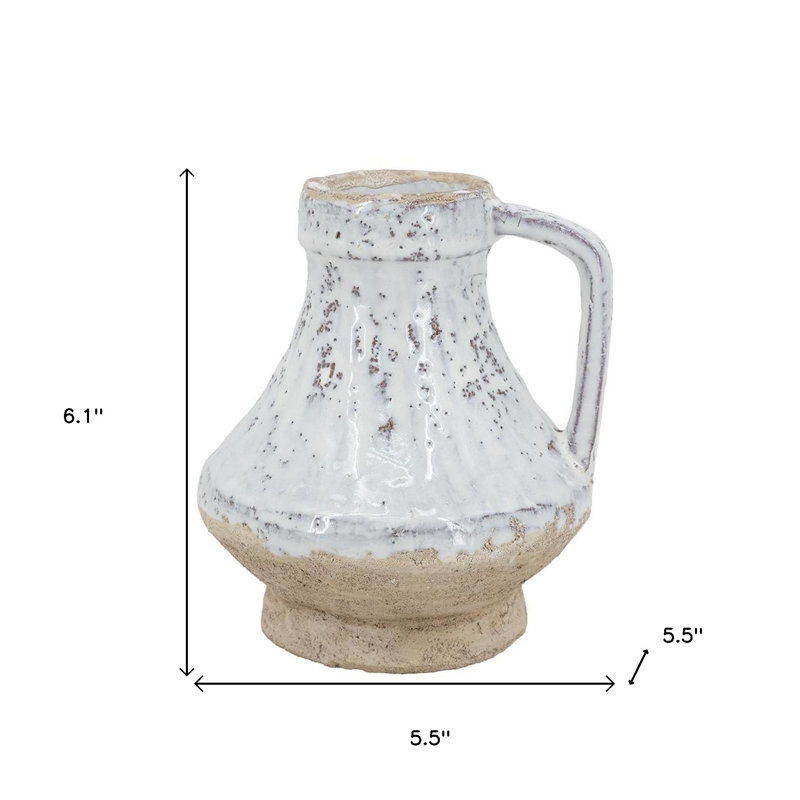 Vase rond en terre cuite 6 "blanc