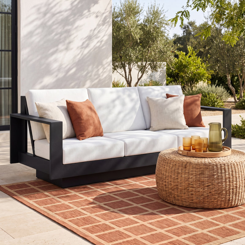Sterling Metal Outdoor Sofa with Sunbrella Cushions