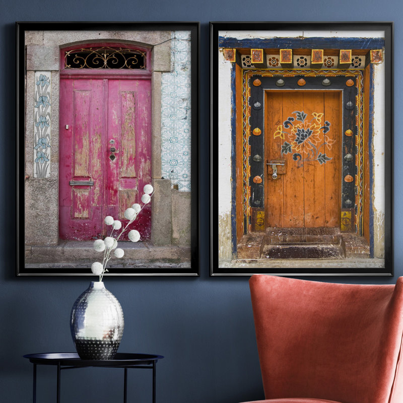Porte portugaise - ensemble de 2 reproductions de photos, H 30,5 po x l 42,5 po x P 3 po, H 31,5 po x l 47 po x P 1,5 po