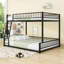 Metal Bunk Bed With Guardrails And Slats-803547256-803547262