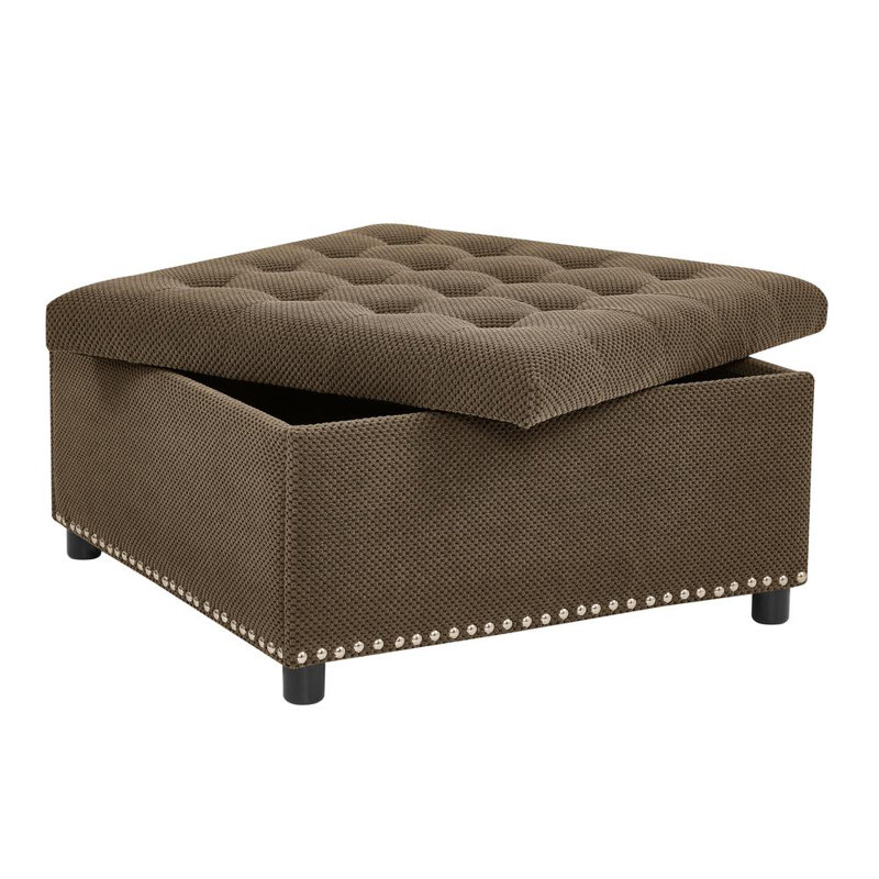 Upholstered Ottoman with Storage, Coffee