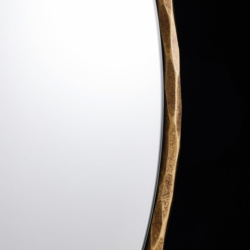 Miroir de salle de bain vintage rétro | Cadre en fer martelé à la main, Laiton forgé, 30 po x 30 po