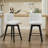 Set of 2 Swivel Linen Upholstered Bar Stools with Tufted Backrest-415985423