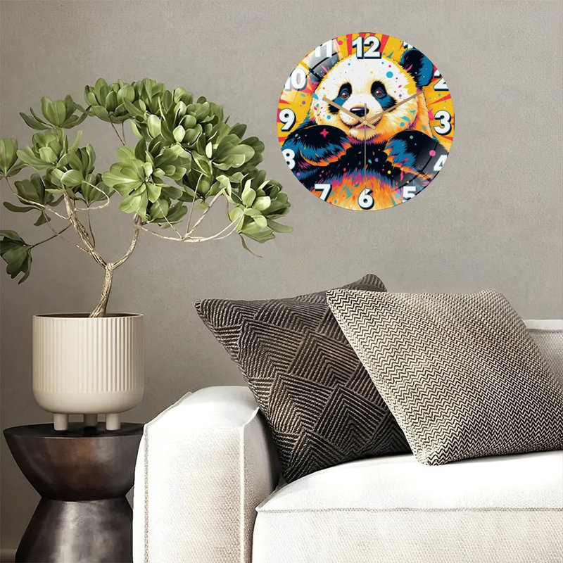 Horloge murale panda coloré 12 po