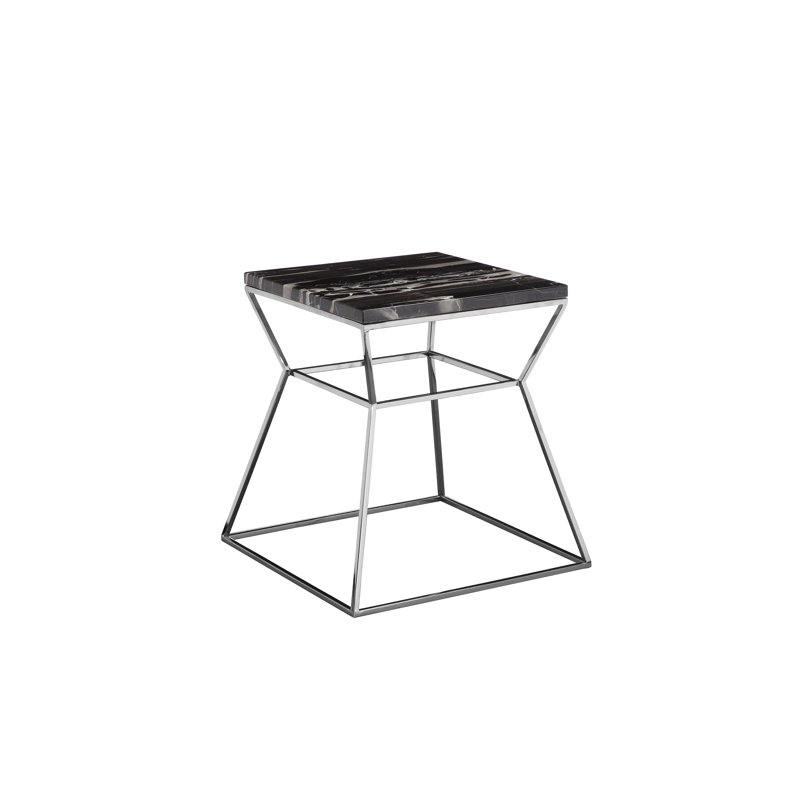     Table de bout à piédestal Geo - Table d'appoint en marbre - Table d'appoint en pierre de luxe moderne - Table d'appoint en marbre noir
