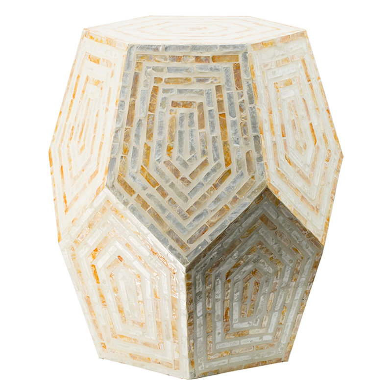 18X18x21" Hexagonal Capes Capiz Stool
