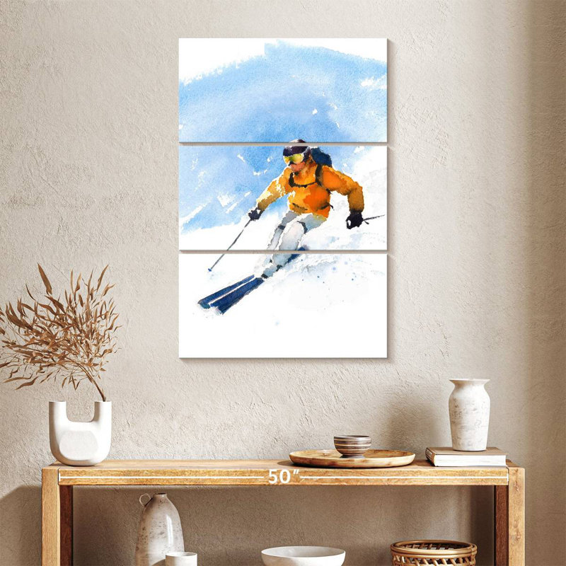 Sirci, skieur en action, H 38 po x l 24 po