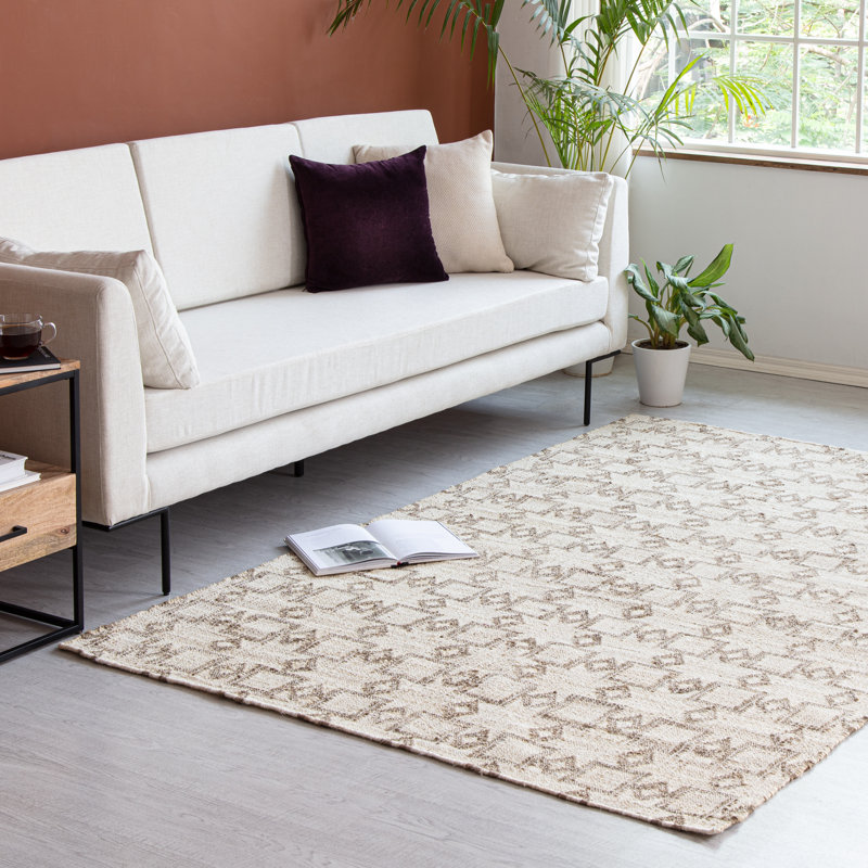 Dunn Geometric Handmade Flatweave Jute/Sisal Brown Area Rug, Rectangle 4' x 6'