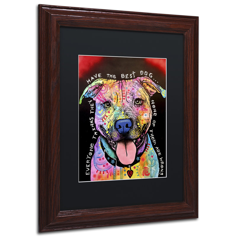 « best dog », impression, Noir, H 14 po x l 11 po x P 0,5 po, Encadrement grain de bois