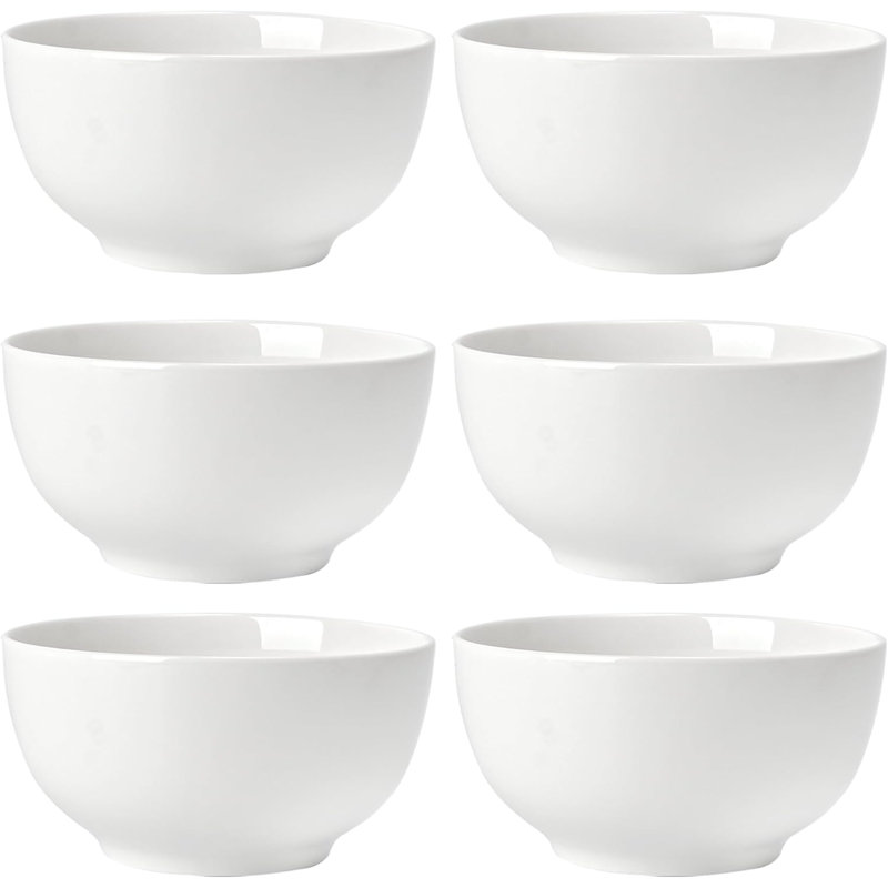 Ensemble de 6 bols à porcelaine et à soupe en porcelaine tendre, polyvalents et durables pour la cuisine, au lave-vaisselle et au micro-ondes