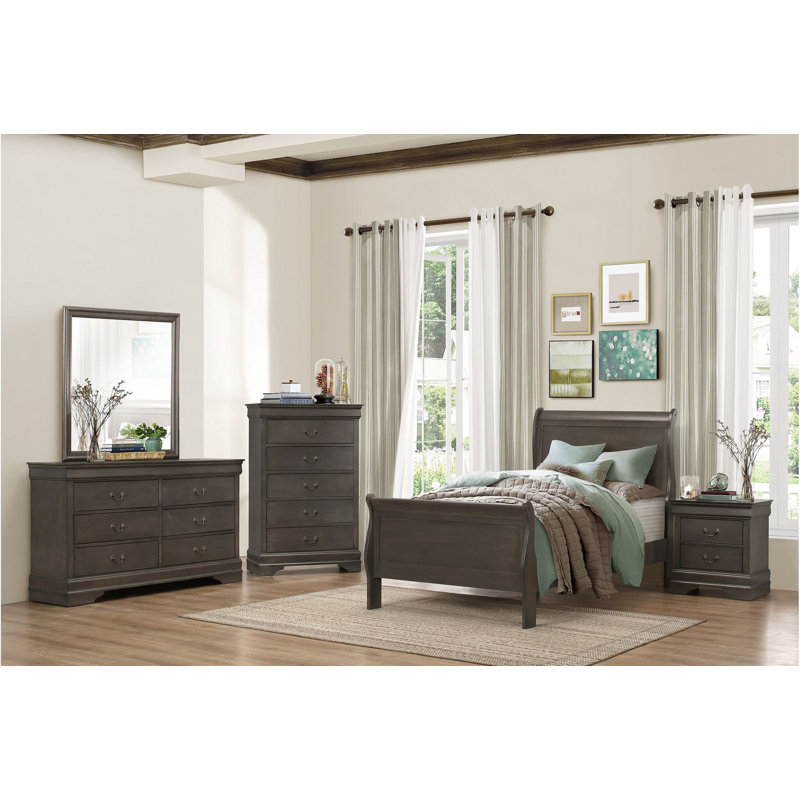 Ensemble de chambre à coucher Brummett, gris, Double