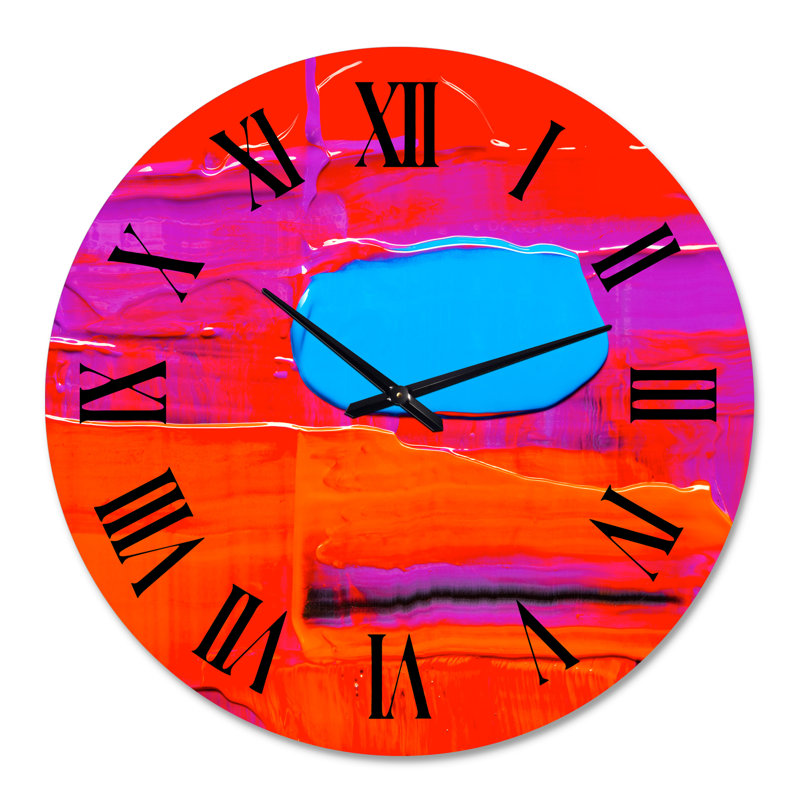 Huile sur toile texturée, composition X - horloge murale moderne, Moyen