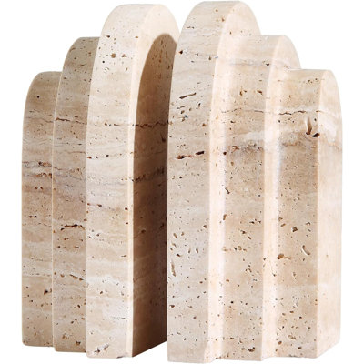 Modern Book Ends For Shelves Nature Marble Decorative Bookends Heavy Duty Bookshelf Holder For Office Desk Decoration (Beige)