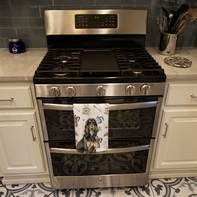 Black & Tan Afghan Hound Coffee Bar Kitchen Towel
