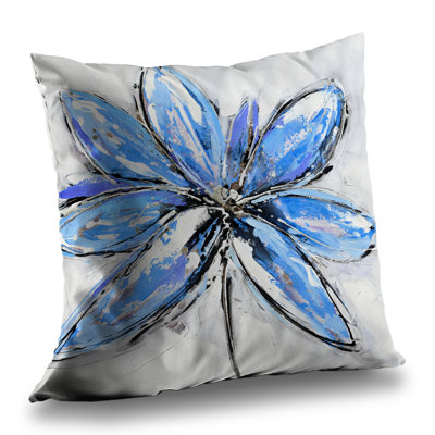 Blue Flower Contemporary Botanical – Throw Pillow Cover Only, Double-Sided Print, Insert Not Included