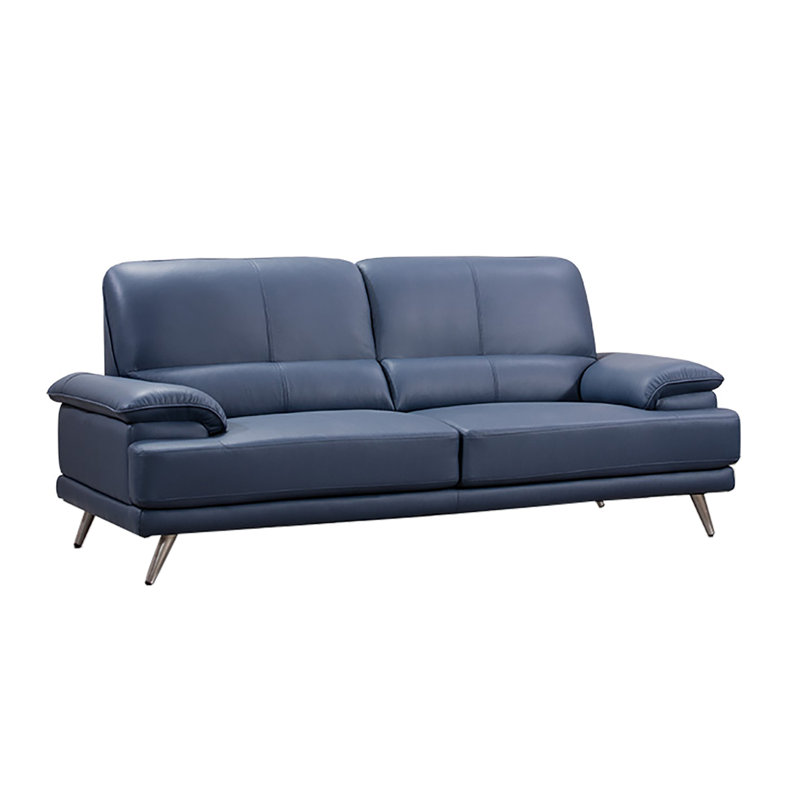 Hayllar Upholstered 82'' Sofa, Navy Genuine Leather