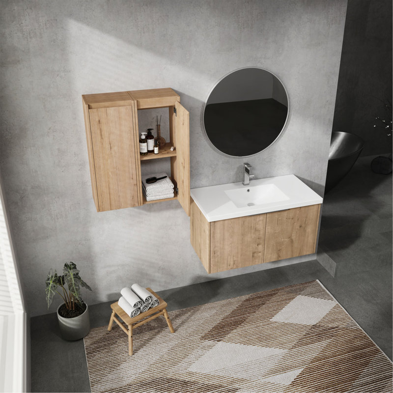 Meuble-lavabo mural 36 po avec lavabo et armoire latérale 36 po, 35"