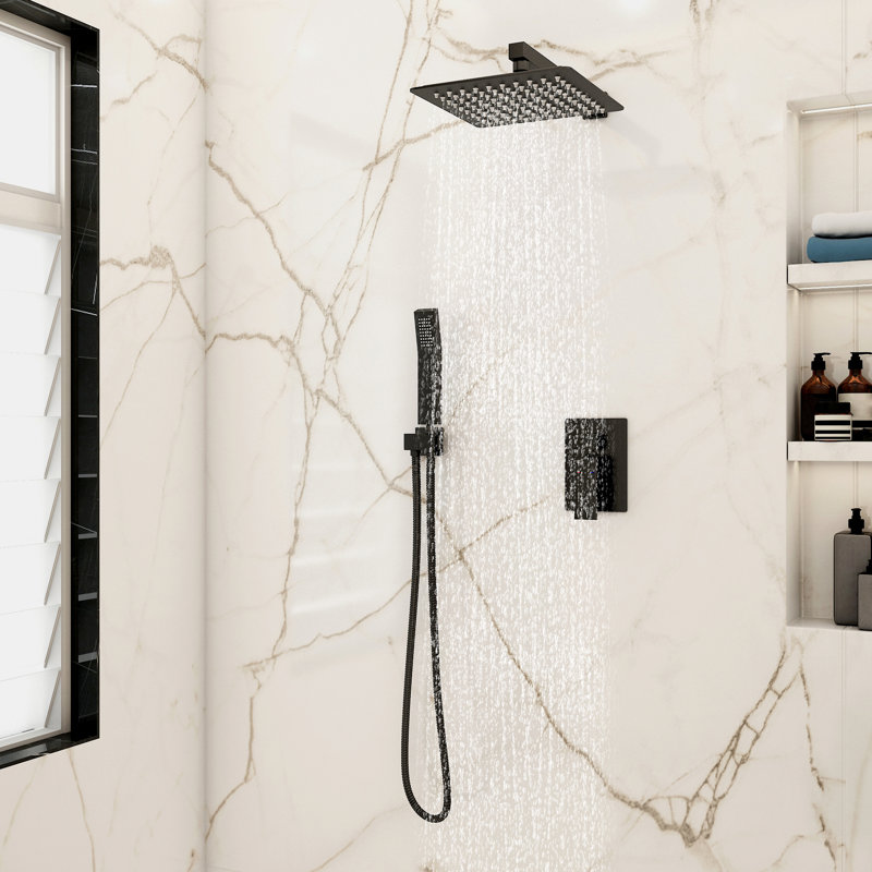 Complete Shower System with Rough in-Valve, Matte Black