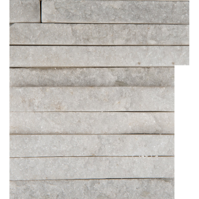 24" x 6" Natural Stone Corner Piece Tile Trim in White Quartzite