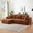 108" Orange Chenille Sectional Sofa, Tufted Design & Pocket Springs, No Assembly-118692000-118691999