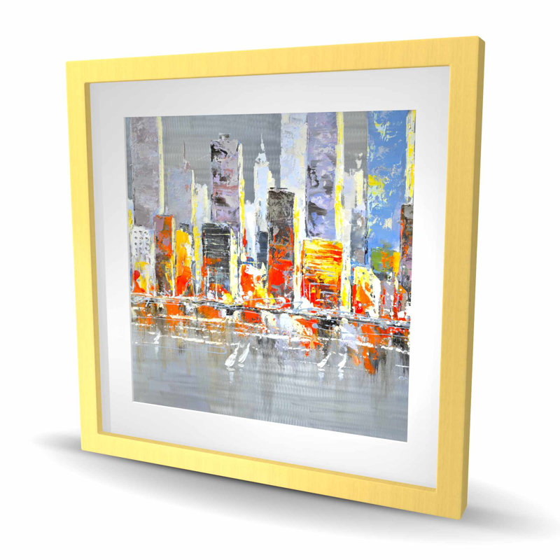 Paysage urbain éclaboussé de couleur | Reproduction encadrée matte pour la décoration intérieure