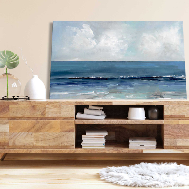 Mer bleue - peinture sur toile tendue, H 28 po x l 48 po x P 1,5 po
