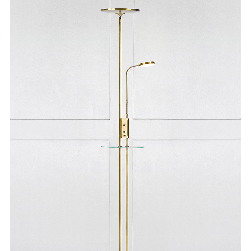 Jareth 181cm LED Tray Table Floor Lamp with USB, Brushed Brass