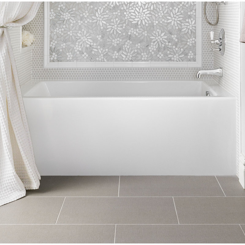 Sydney 66'' L Air Bathtub, White, Right, Matte Black