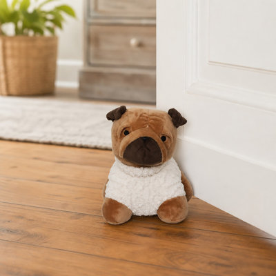 Butoir de porte carlin décoratif, 2,3 lb, brun / écru