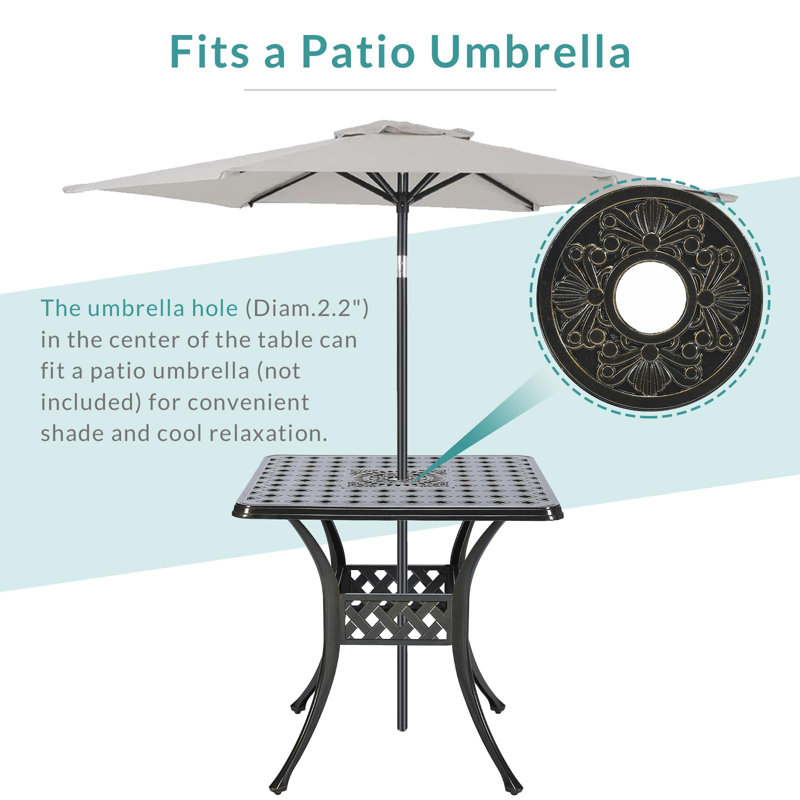 Dark Bronze Cast Aluminum Square Outdoor Bistro Table