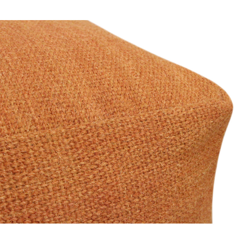 Remi Pouf In Handwoven Contemporary Orange Wool, Orange