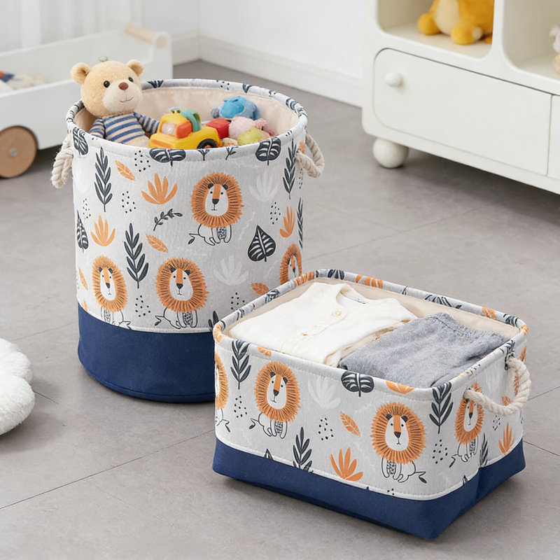 2Pcs,Large Capacity Foldable Storage Basket With 3-Tier Design, Multifunctional Organizer For Toys, Laundry, And Household Items, Water-Resistant And Durable Fabric