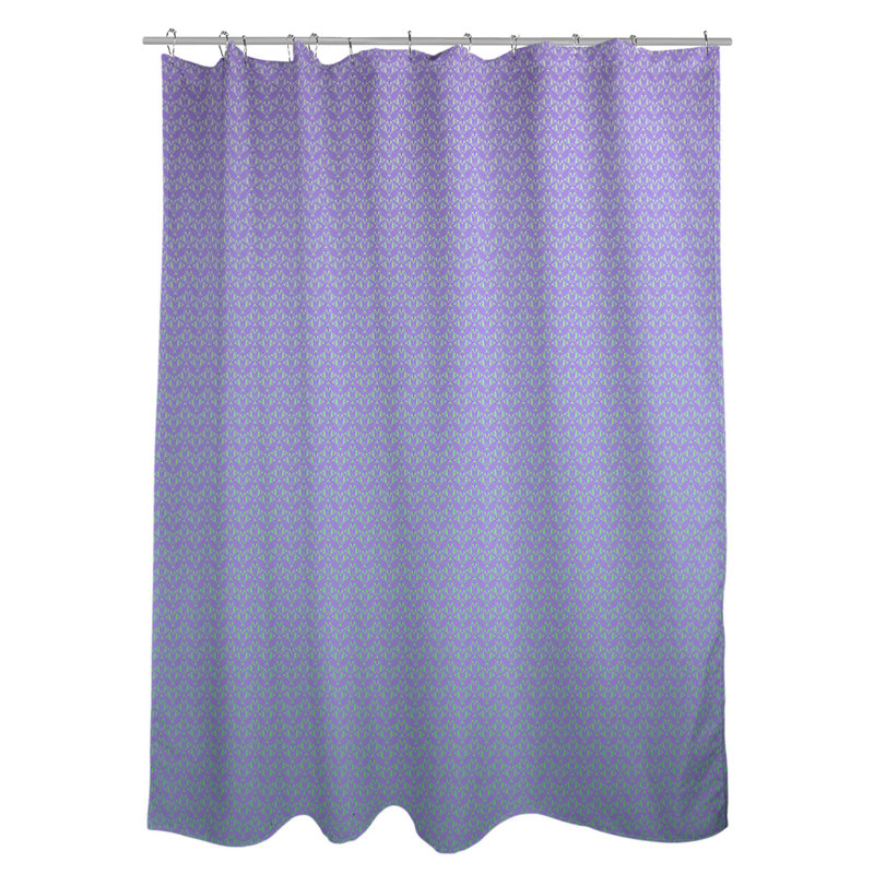 Rideau simple art déco, Mauve / bande verte 2