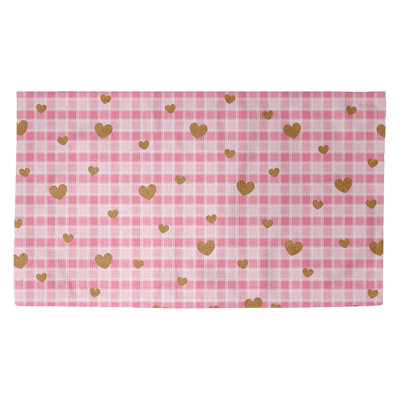 Tapis rose/couleur jaune moutarde fait main