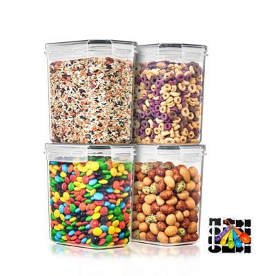 Sorbus Airtight Food Storage Containers with Locking Lids, Measuring Spoons & Labels - 4 Pack (1.6L/54.10 Oz)