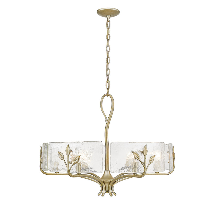 Tiah 6 - Light Steel Dimmable Drum Chandelier, White Gold
