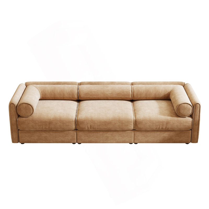 Canapé modulaire modulaire avec rangement, dossier cylindrique et accoudoirs, 3