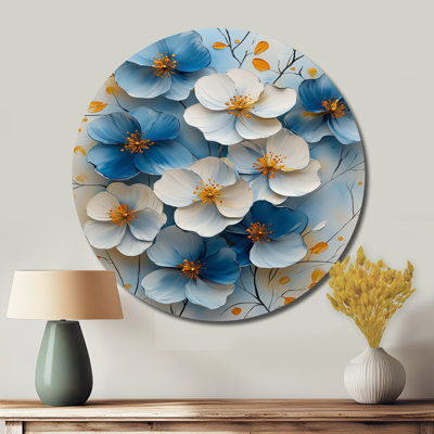 Joella - Cherry Blossom Round Metal Wall Art
