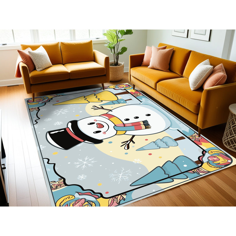 Tapis de Noël hiver lavable Ginza Six, Rectangle 5 pi x 7 pi