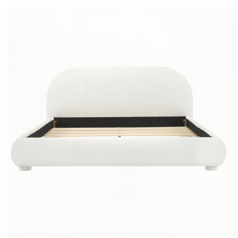 Lit tapissier, lit de chambre moderne, Cream, Queen