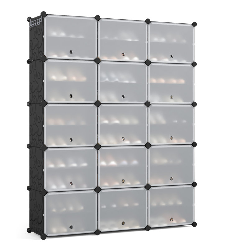 60 Pair Stackable Shoe Storage Cabinet, Black