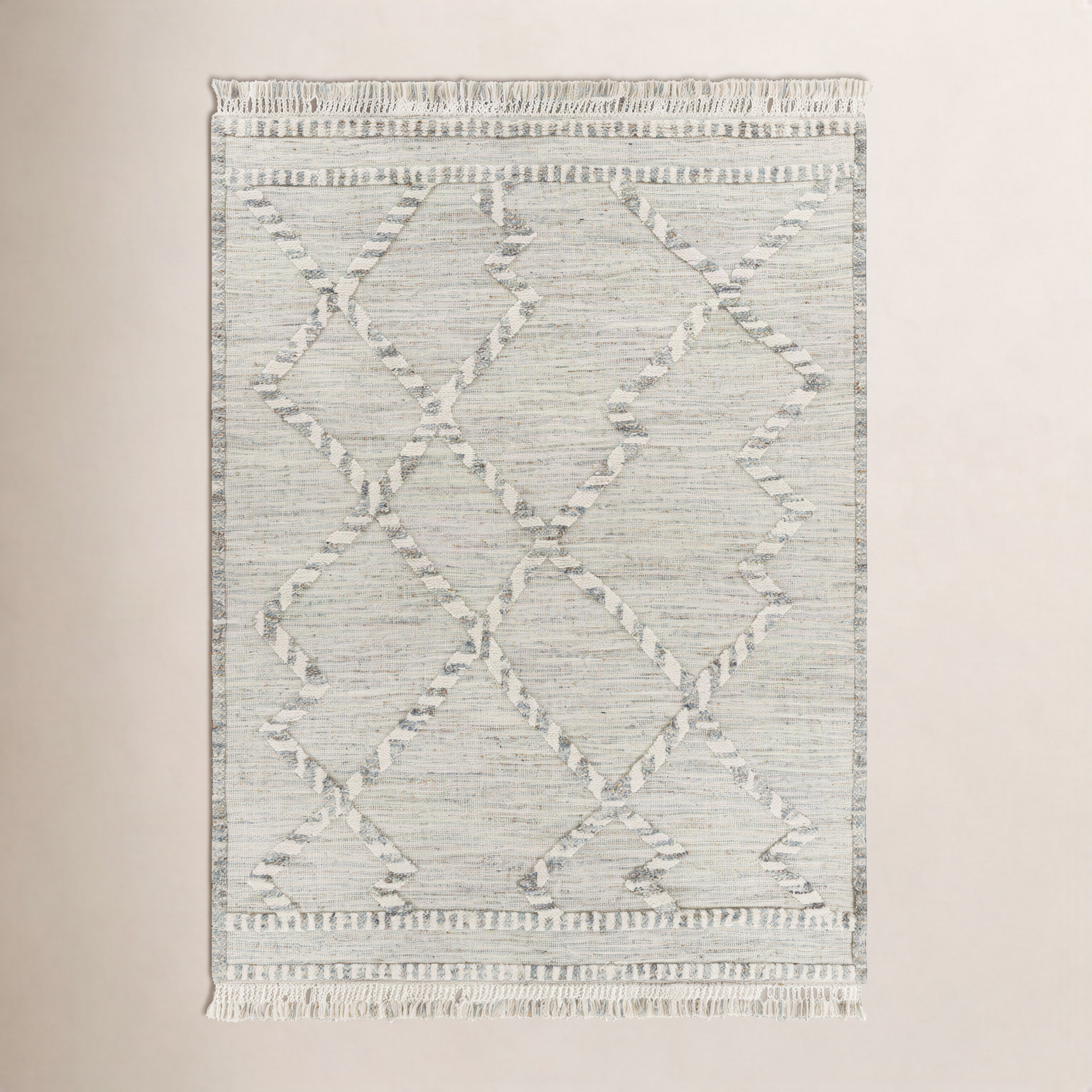 Leanna Hand-Knotted Ivory Moroccan Rug, Rectangle 8' x 10'