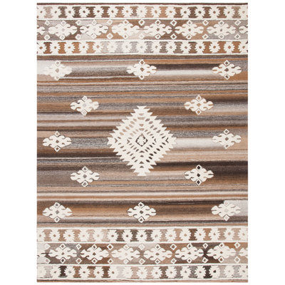 Dimmick Hand Tufted Wool/Cotton Southwestern Rug in Light Brown